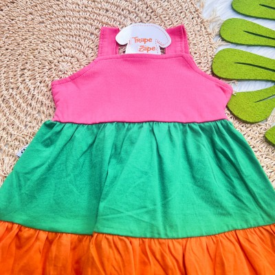 Vestido Três Marias Colors verão - Rosa, Verde e Laranja